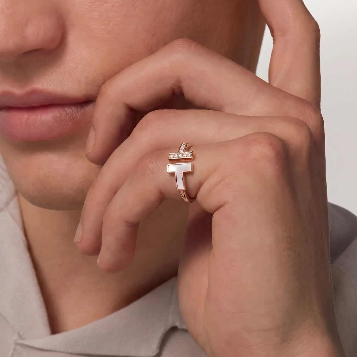 T Wire Asymmetric Inlay Ring