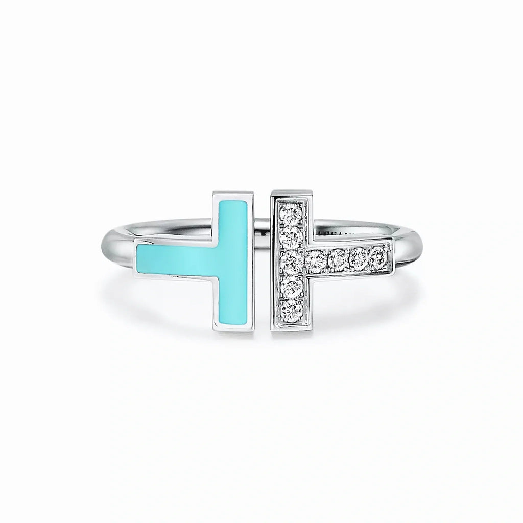 T Wire Asymmetric Inlay Ring