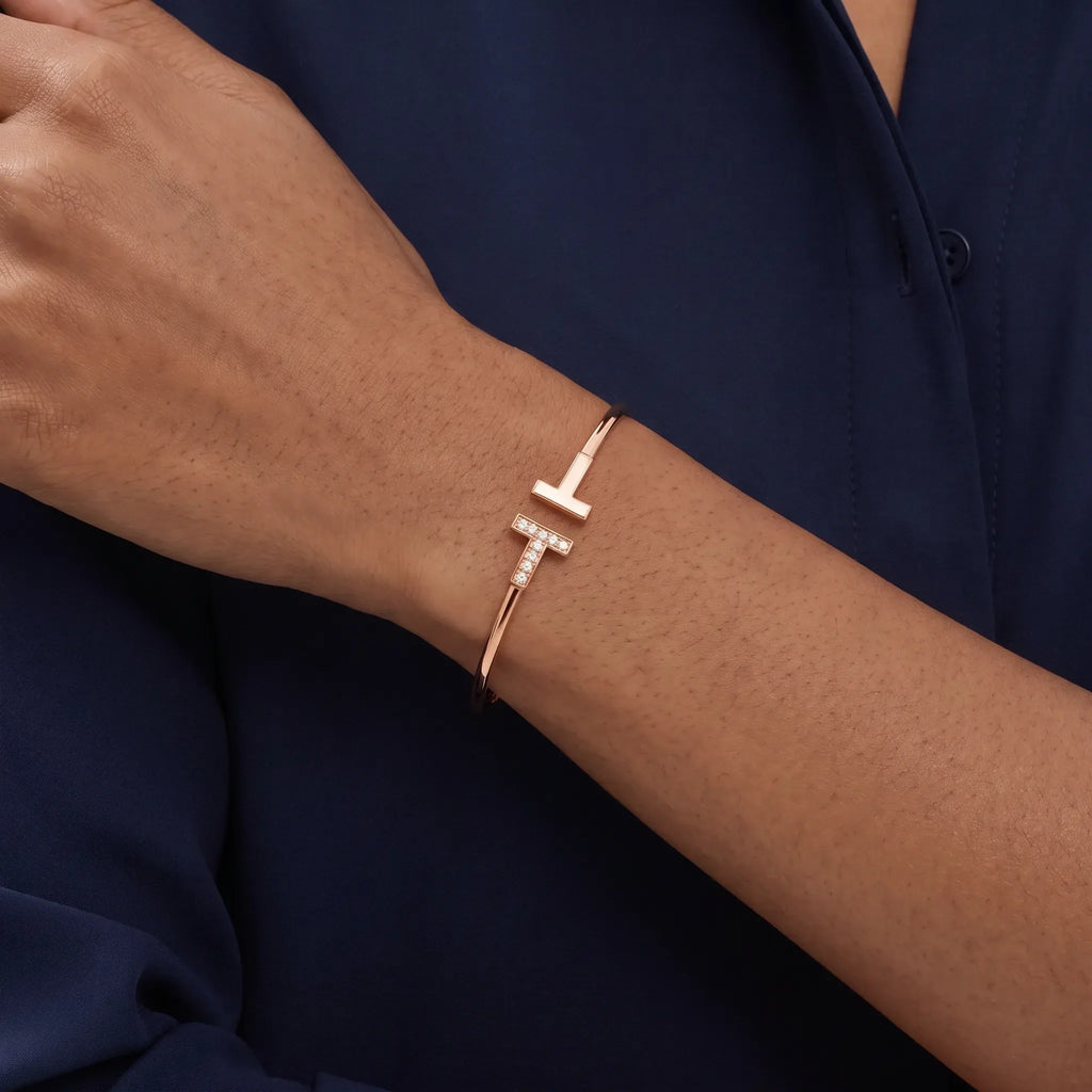 T Wire Duo Pavé Inlay Bangle
