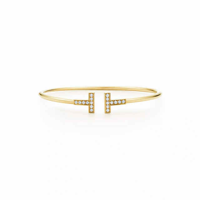 T Wire Pavé Open Cuff Bracelet