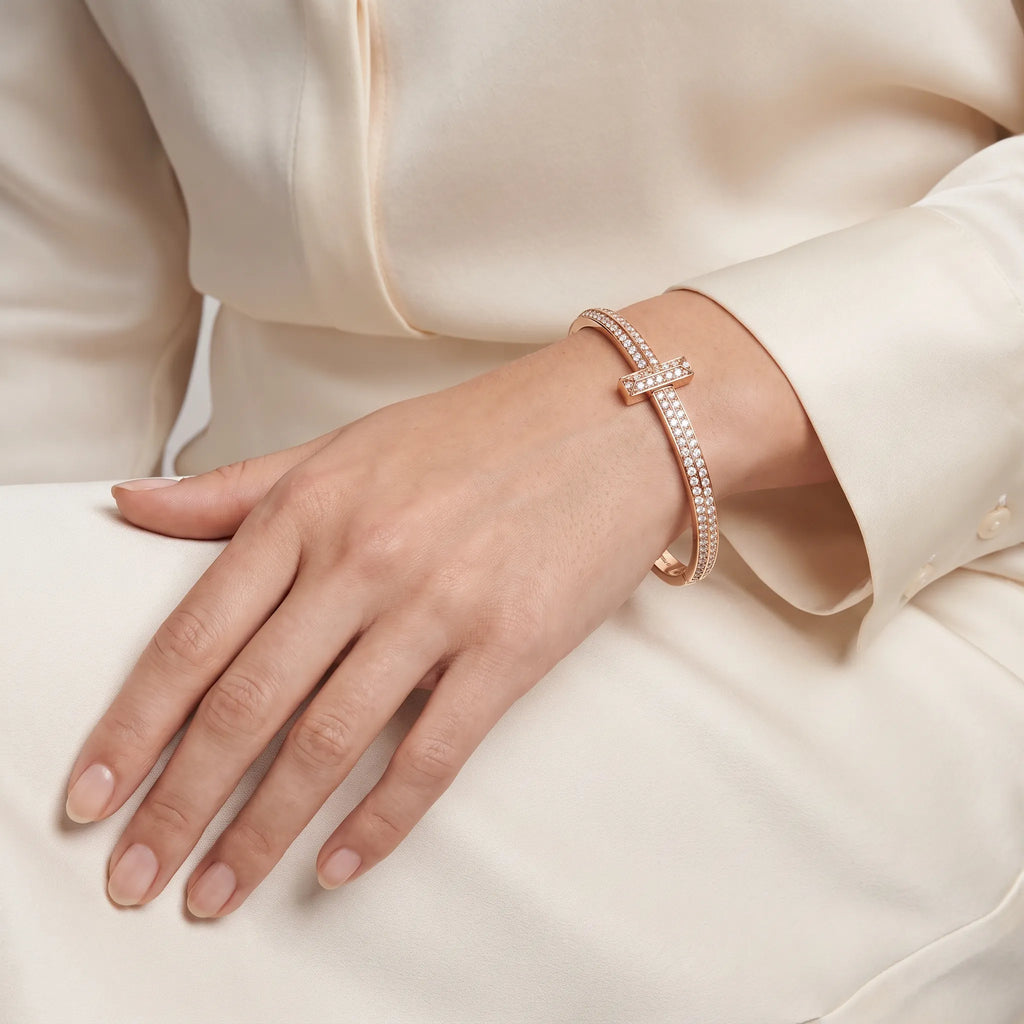 T1 Bar Double Row Pavé Bangle