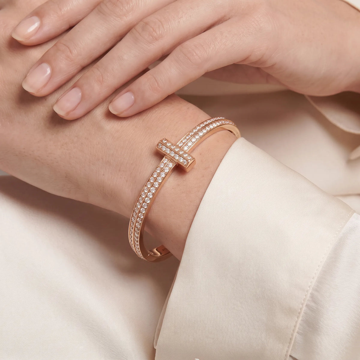 T1 Bar Double Row Pavé Bangle
