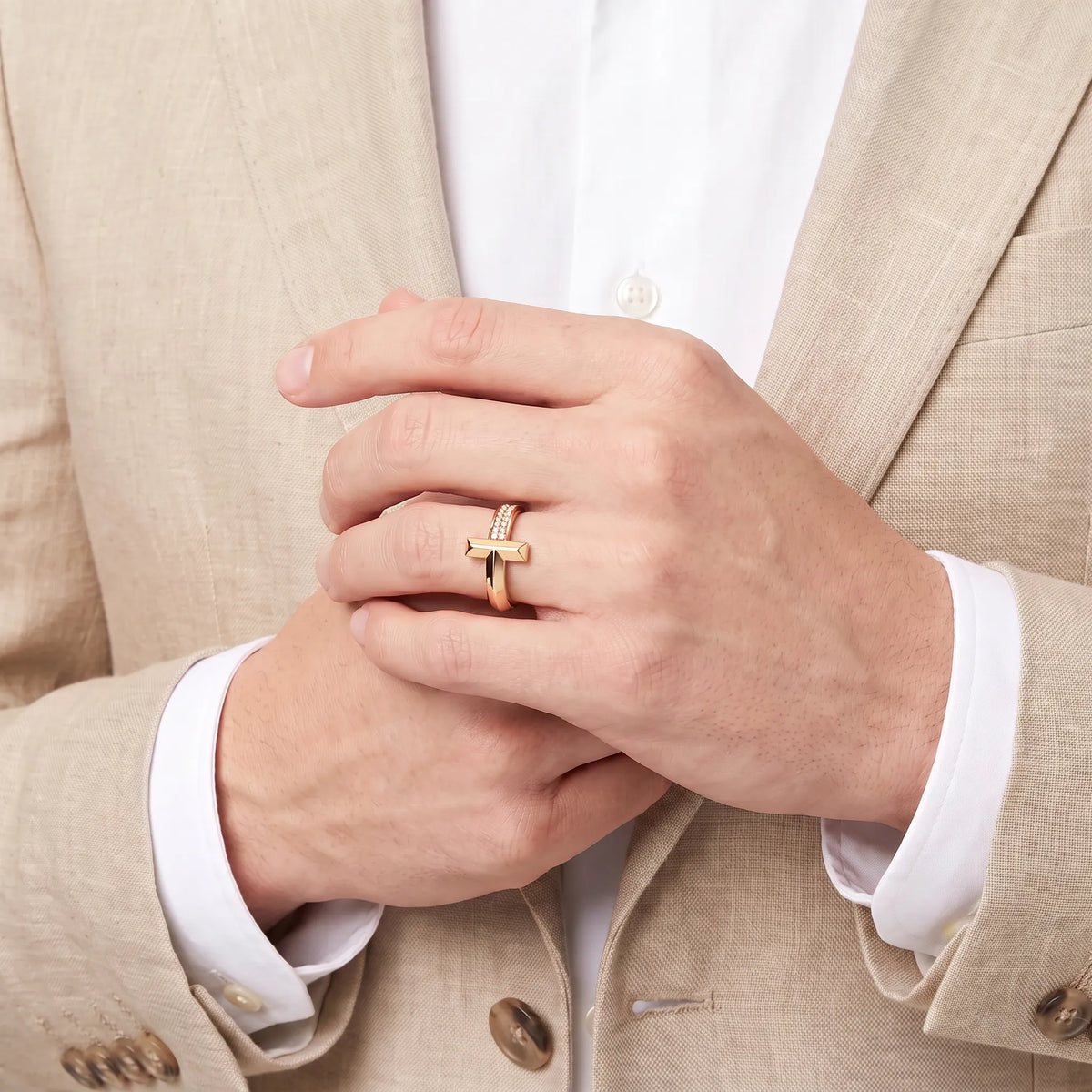 T1 Bar Half Pavé Band Ring