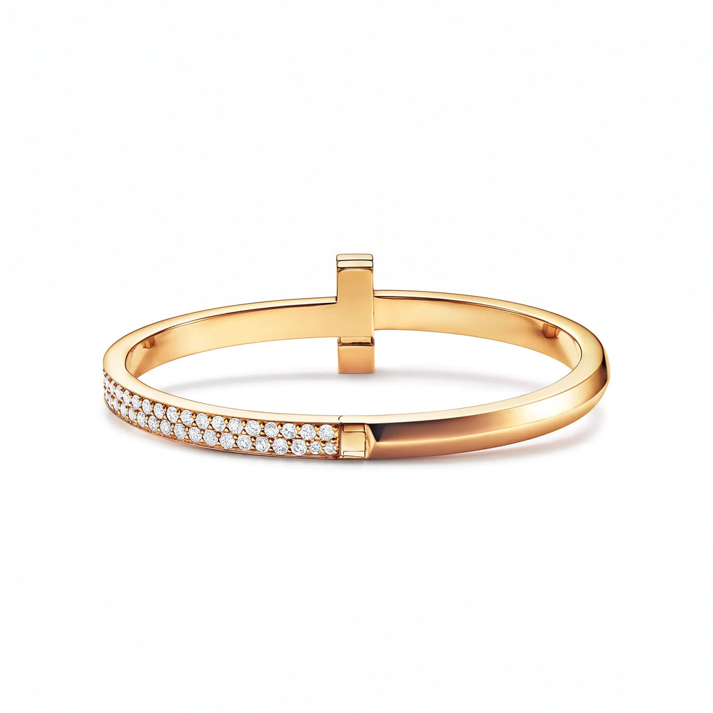 T1 Bar Half Pavé Wide Bangle