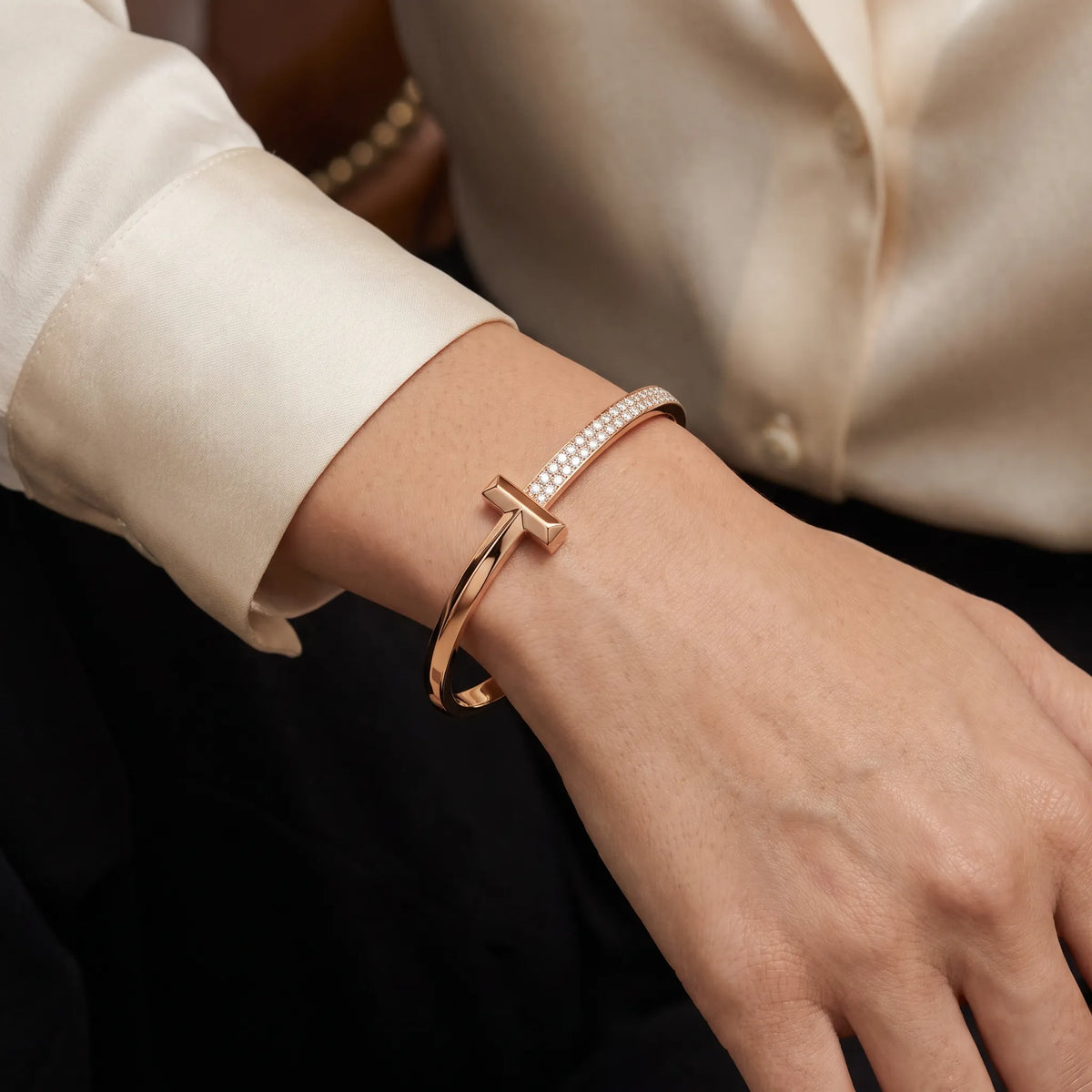 T1 Bar Half Pavé Wide Bangle