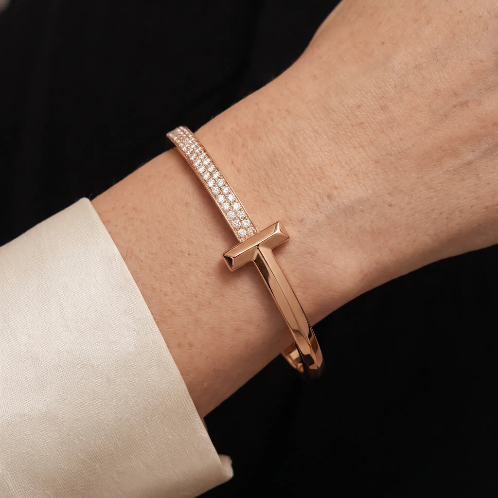 T1 Bar Half Pavé Wide Bangle