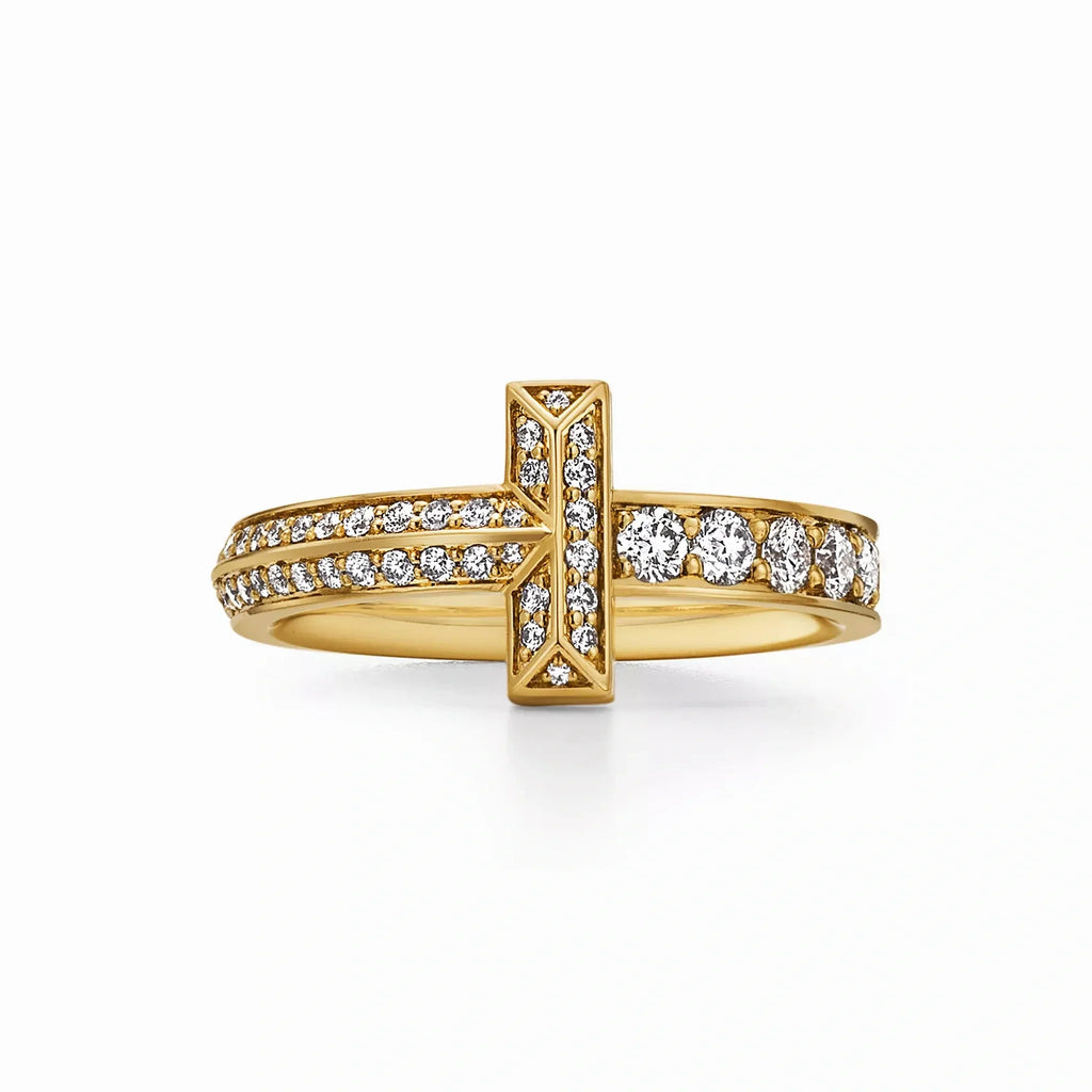 T1 Crossline Graduated Pavé Narrow Ring