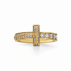 T1 Crossline Graduated Pavé Narrow Ring