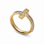T1 Crossline Graduated Pavé Narrow Ring