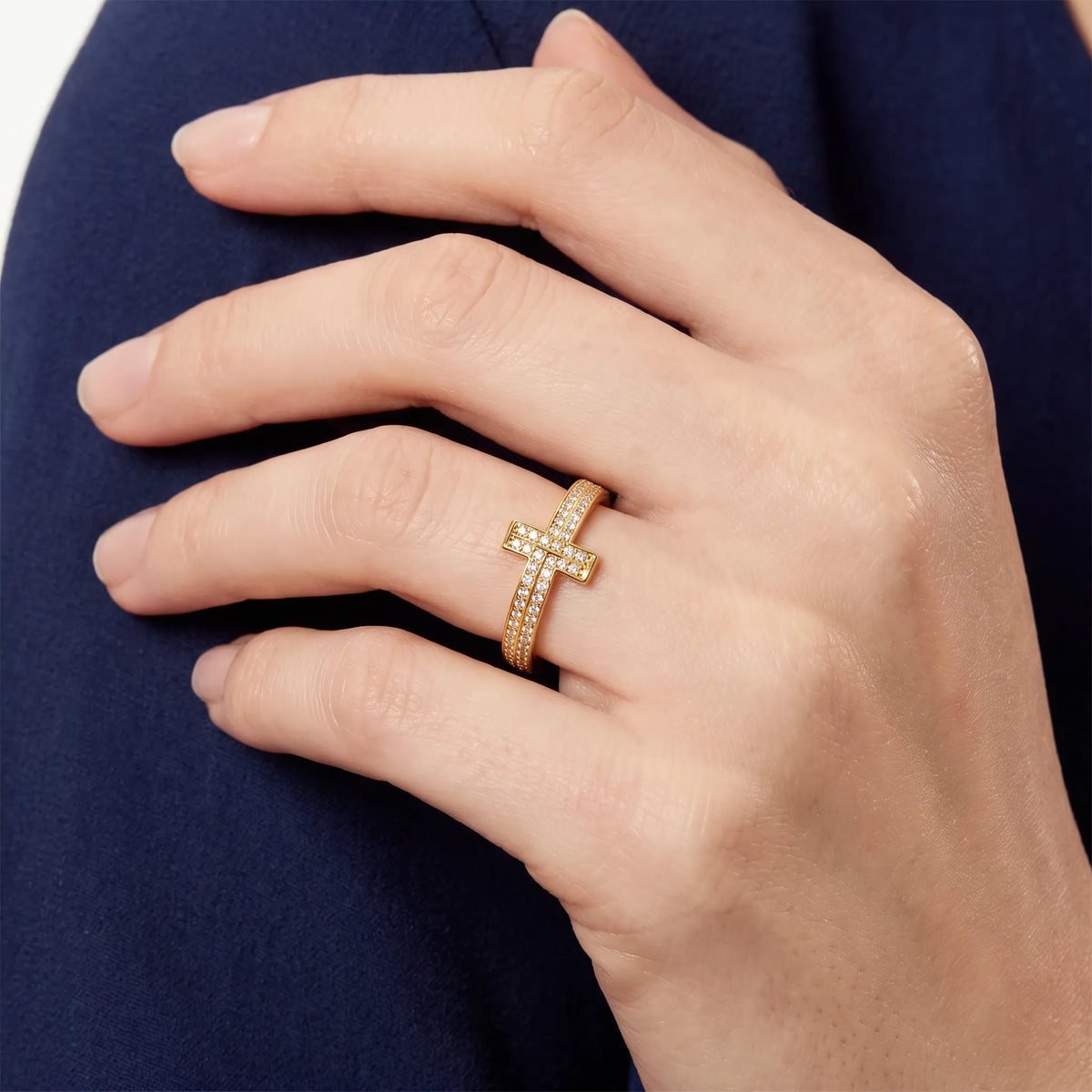 T1 Crossline Graduated Pavé Narrow Ring