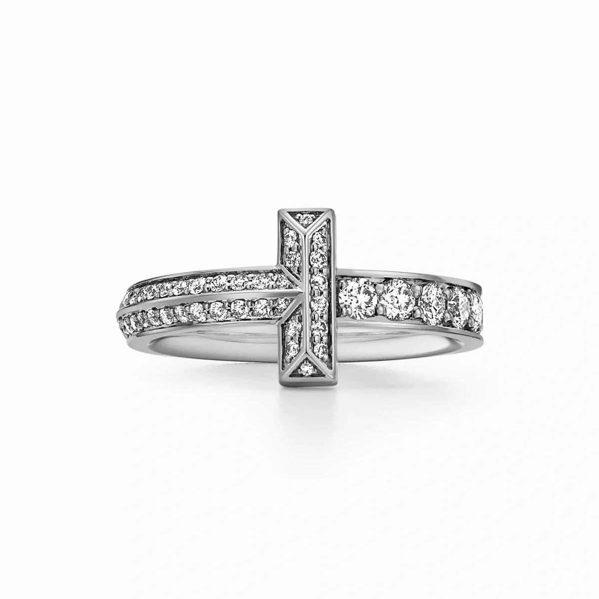 T1 Crossline Graduated Pavé Narrow Ring