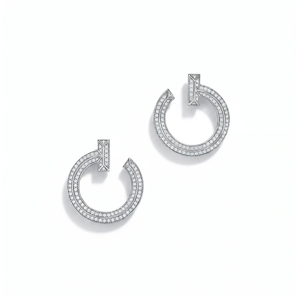 T1 Pavé Open Circle Hoop Earrings