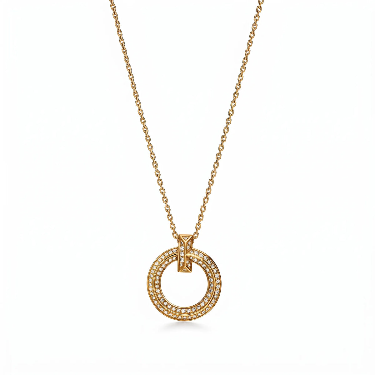 T1 Pavé Open Circle Pendant Necklace