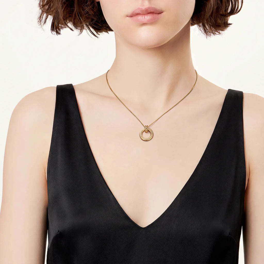T1 Pavé Open Circle Pendant Necklace