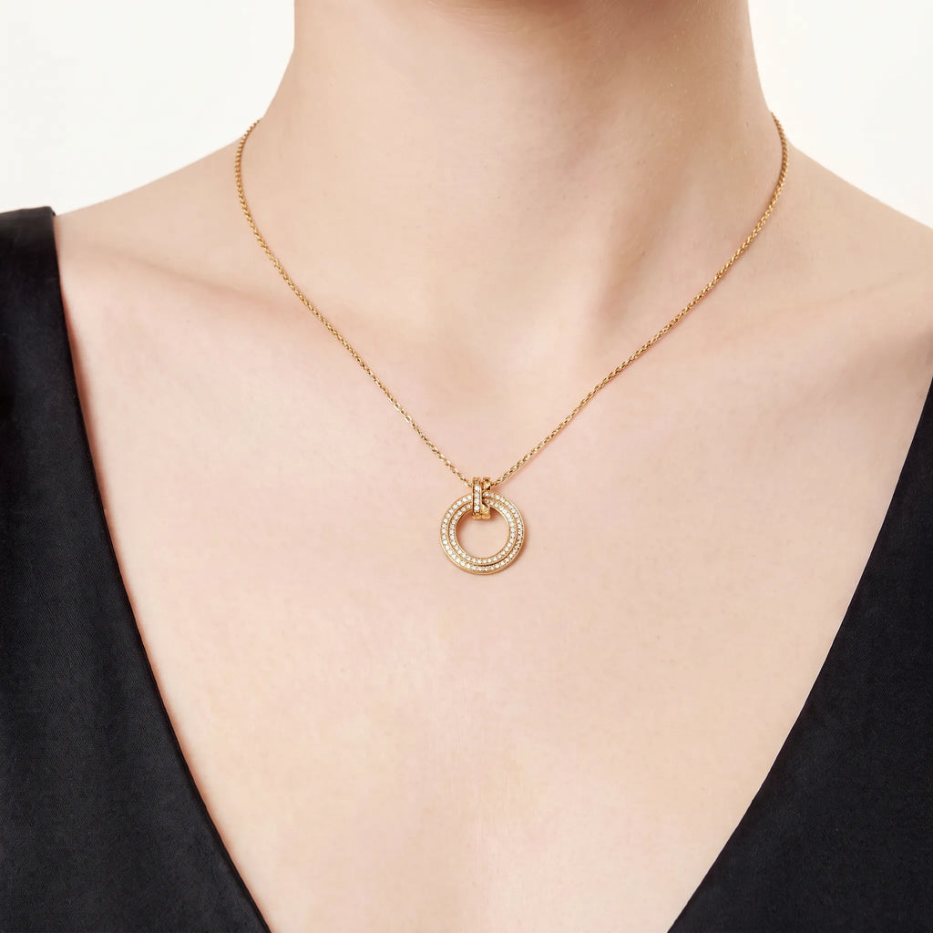 T1 Pavé Open Circle Pendant Necklace