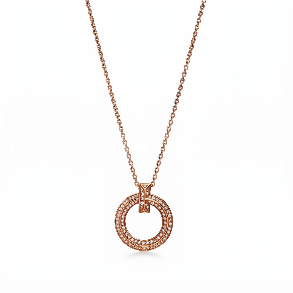 T1 Pavé Open Circle Pendant Necklace