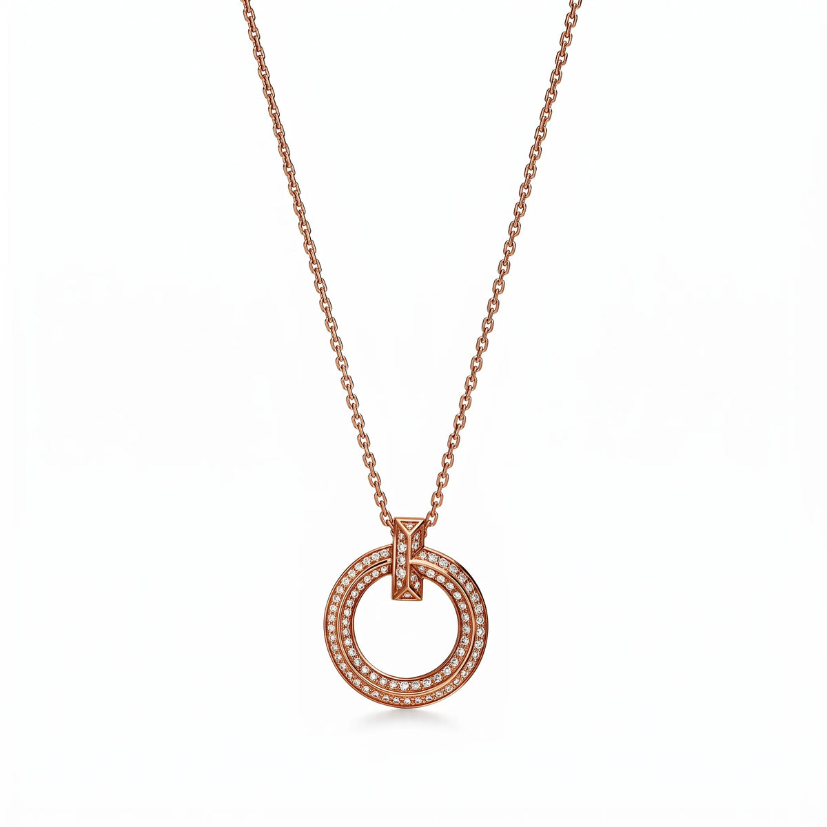 T1 Pavé Open Circle Pendant Necklace