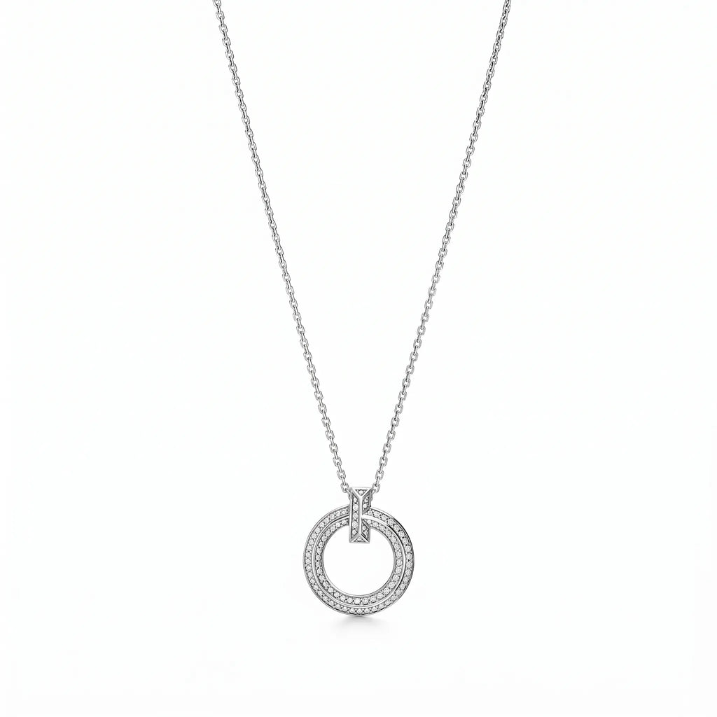 T1 Pavé Open Circle Pendant Necklace