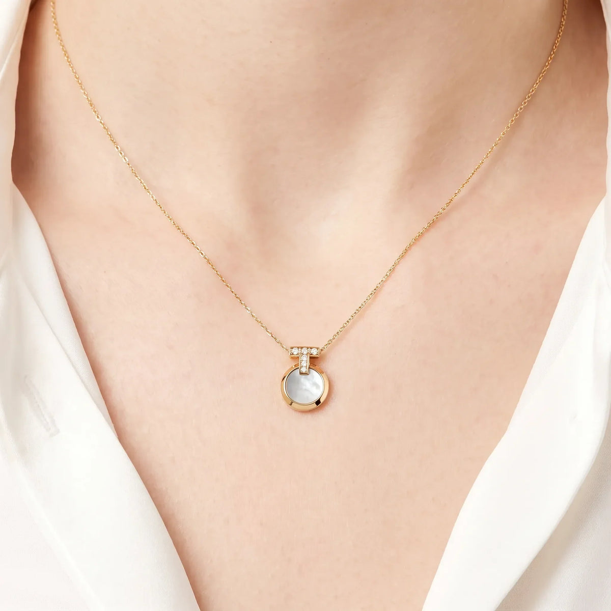 T1 Two-Tone Reversible Disc Necklace