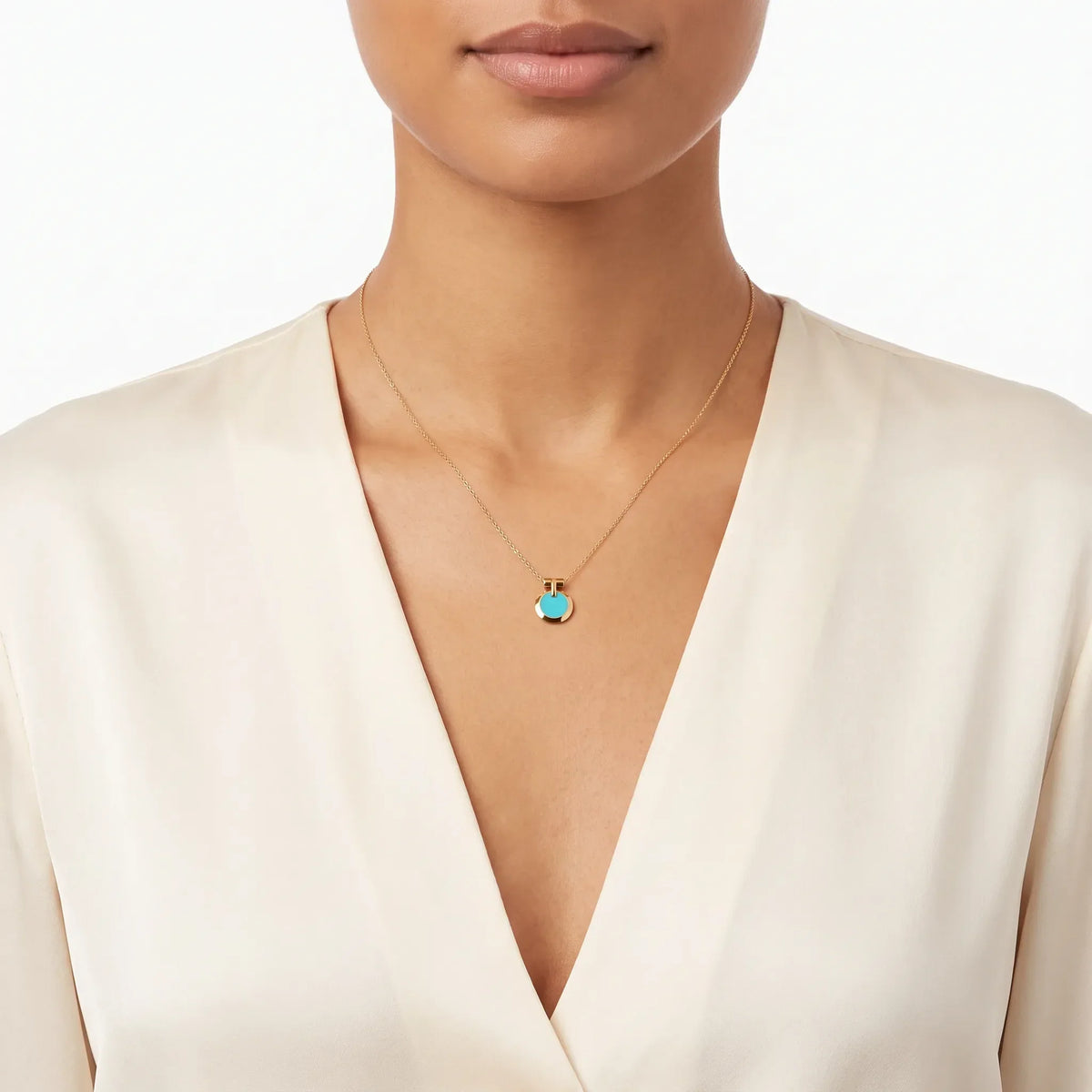 T1 Two-Tone Reversible Disc Necklace