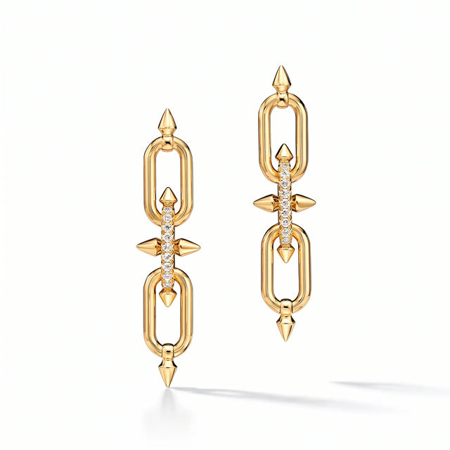 Titan Spear Double Link Drop Earrings