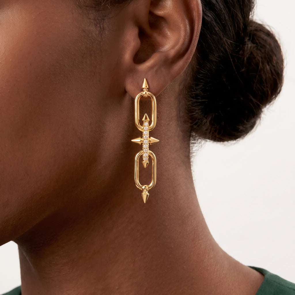Titan Spear Double Link Drop Earrings