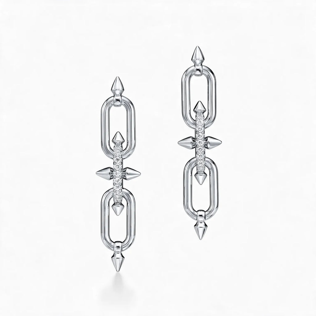 Titan Spear Double Link Drop Earrings