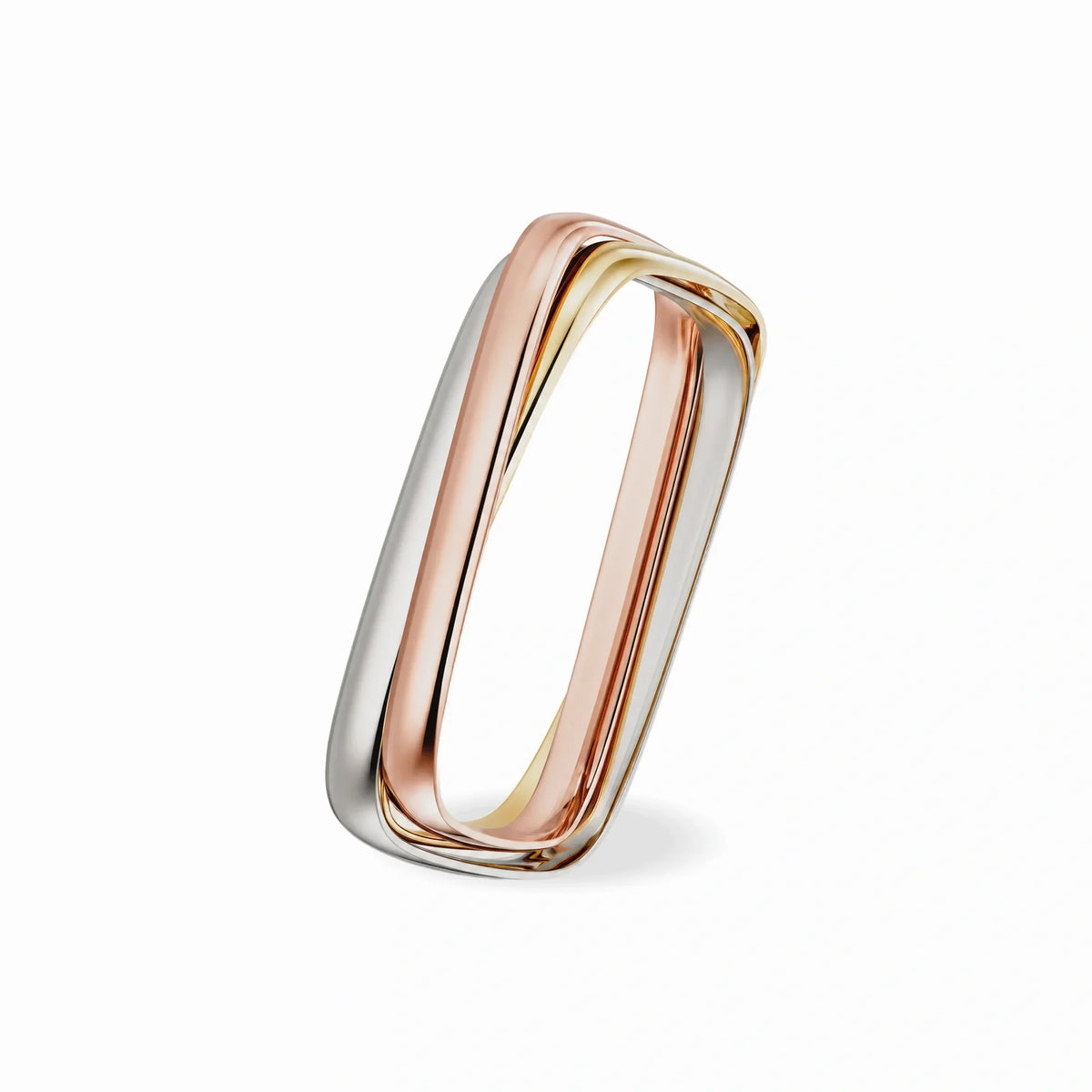 Trinity Continuum Three-Tone Square Link Bangle