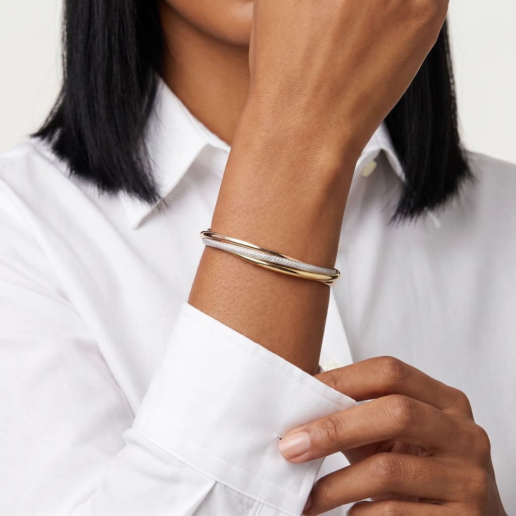 Trinity Lumiere Three-Tone Pavé Bangle