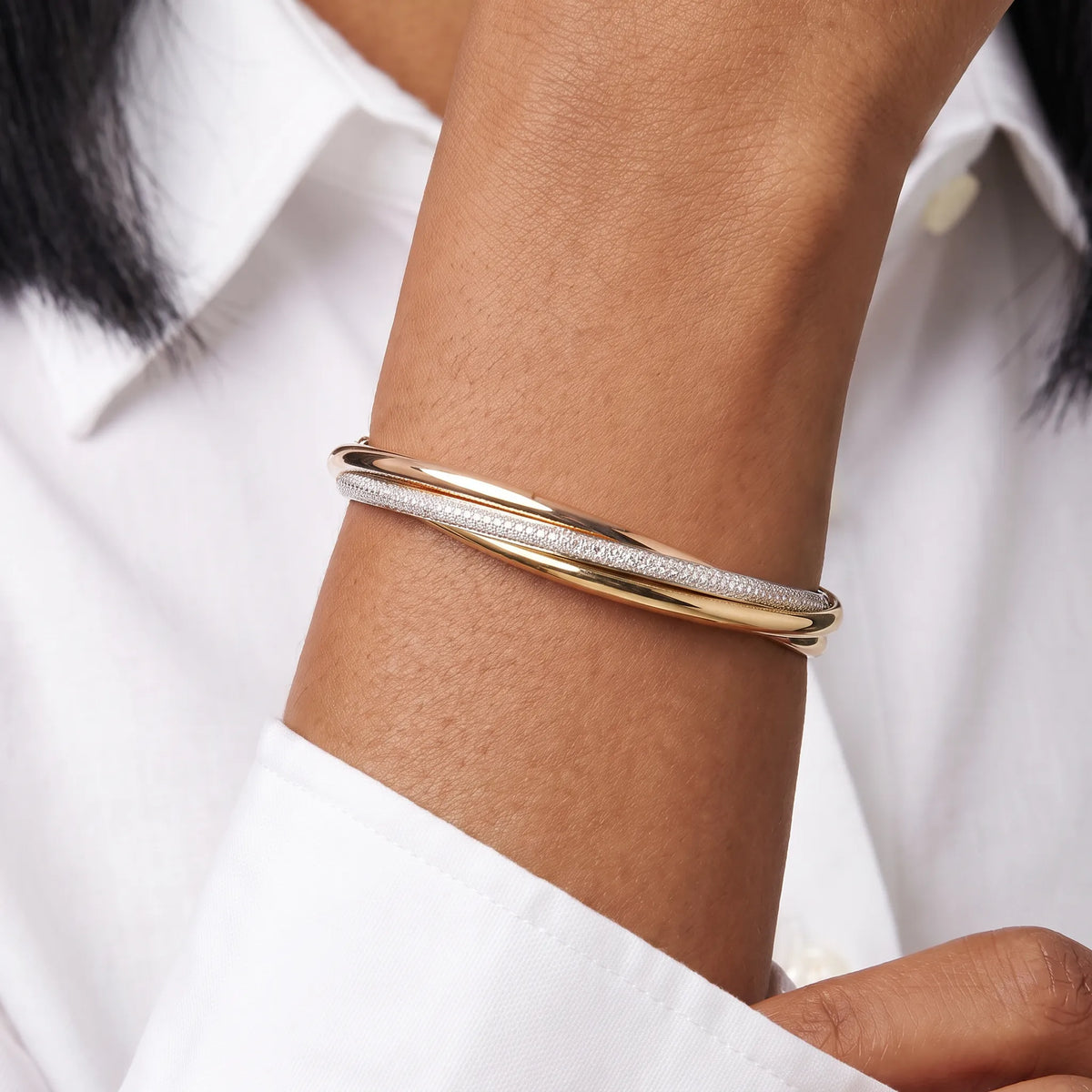 Trinity Lumiere Three-Tone Pavé Bangle