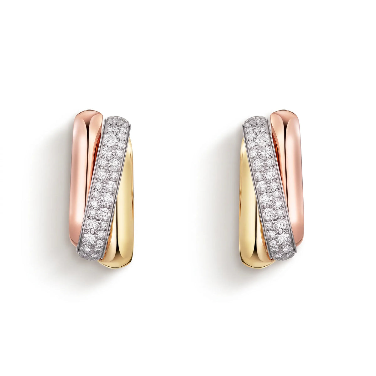 Trinity Three-Tone Cushion Pavé Earrings