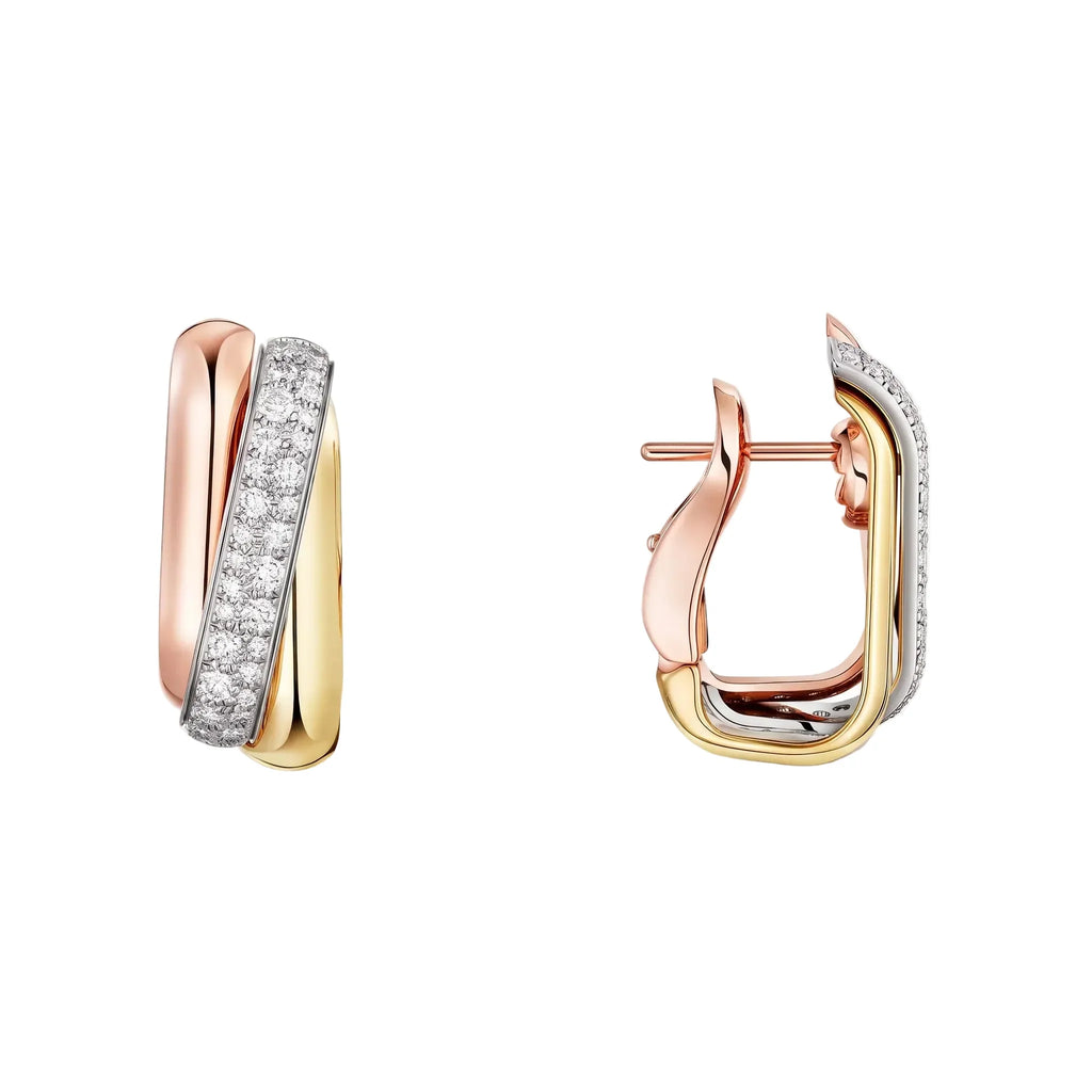 Trinity Three-Tone Cushion Pavé Earrings