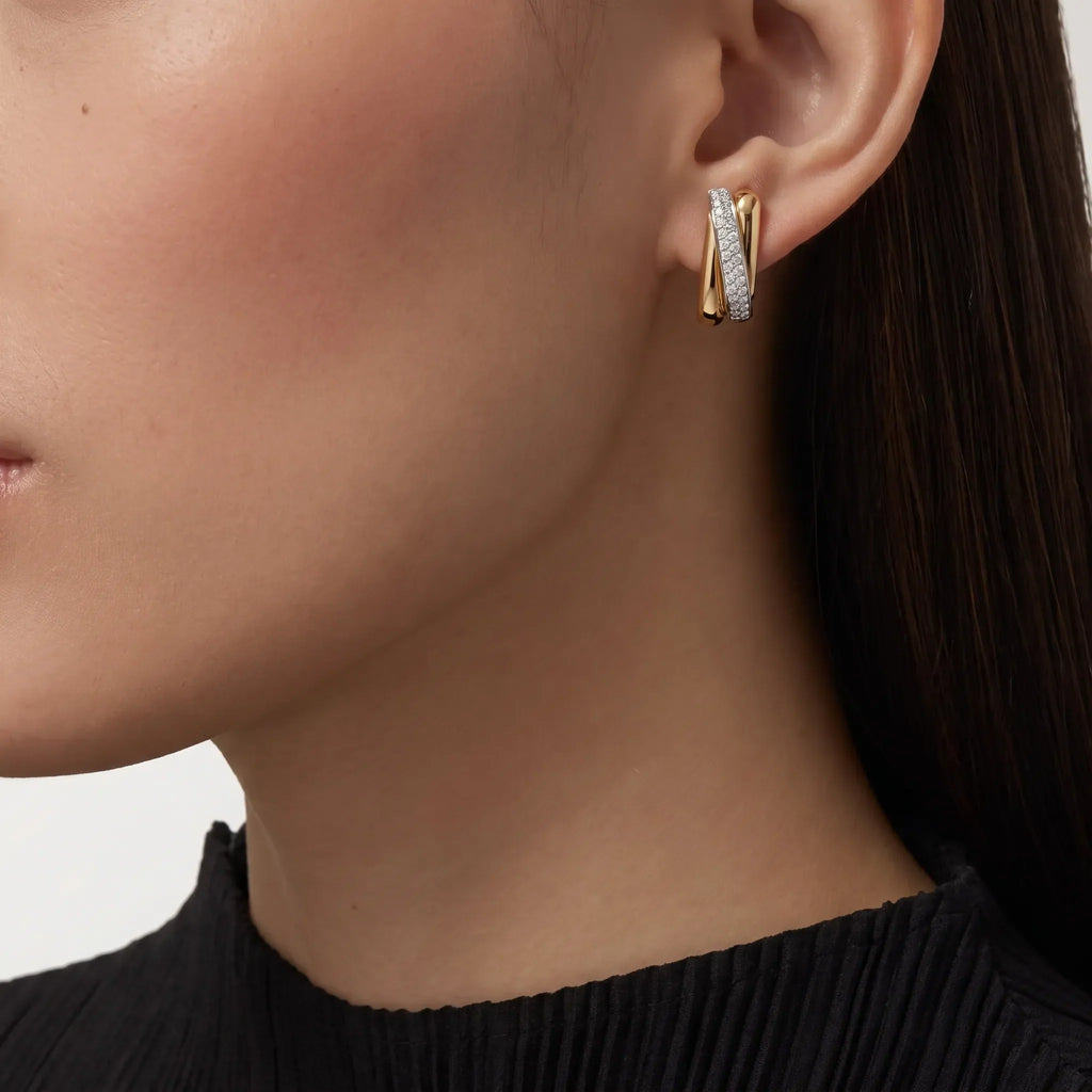 Trinity Three-Tone Cushion Pavé Earrings