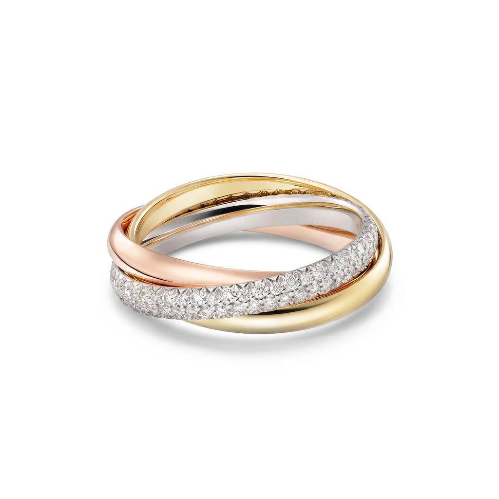 Trinity Three-Tone Pavé Rolling Ring
