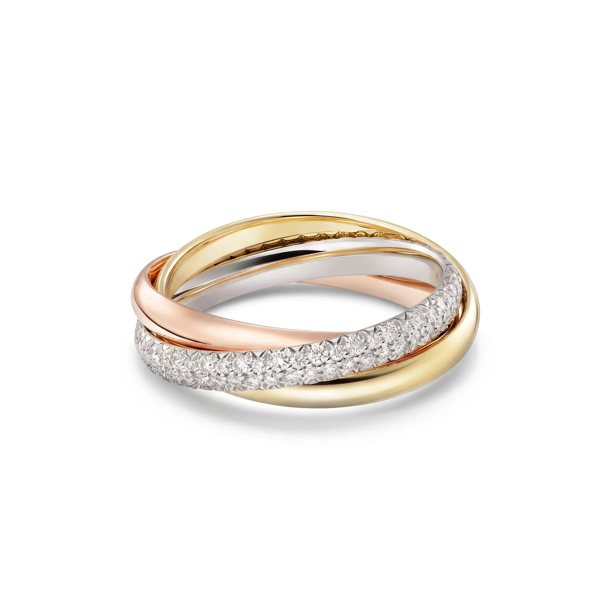 Trinity Three-Tone Pavé Rolling Ring