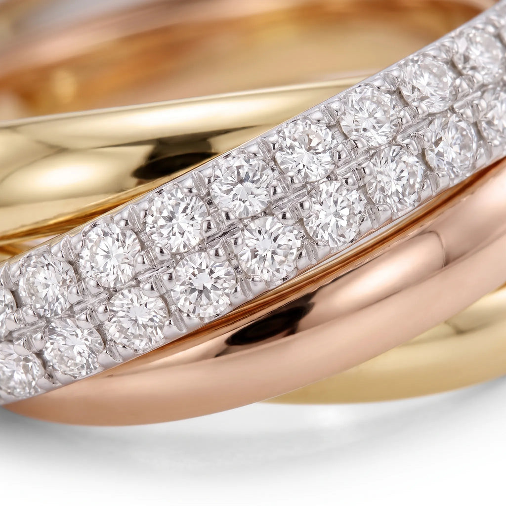 Trinity Three-Tone Pavé Rolling Ring