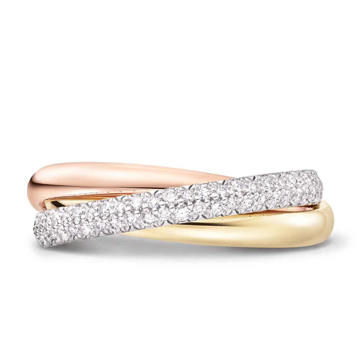 Trinity Three-Tone Pavé Rolling Ring