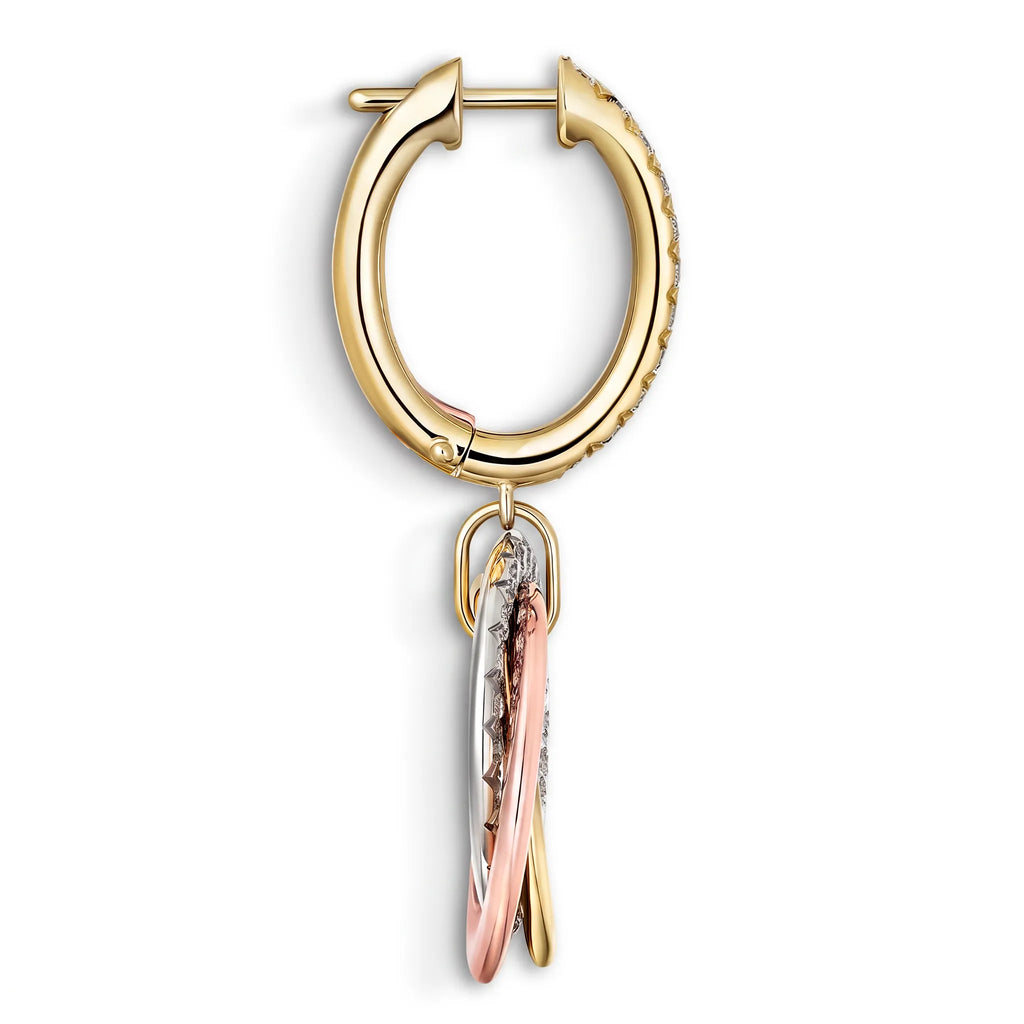 Trinity Three-Tone Ring Motif Drop Earrings