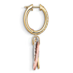 Trinity Three-Tone Ring Motif Drop Earrings