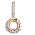 Trinity Three-Tone Ring Motif Drop Earrings