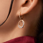 Trinity Three-Tone Ring Motif Drop Earrings