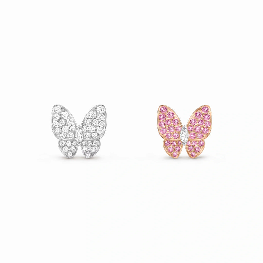 Two Butterfly Sparkling Butterfly Earrings