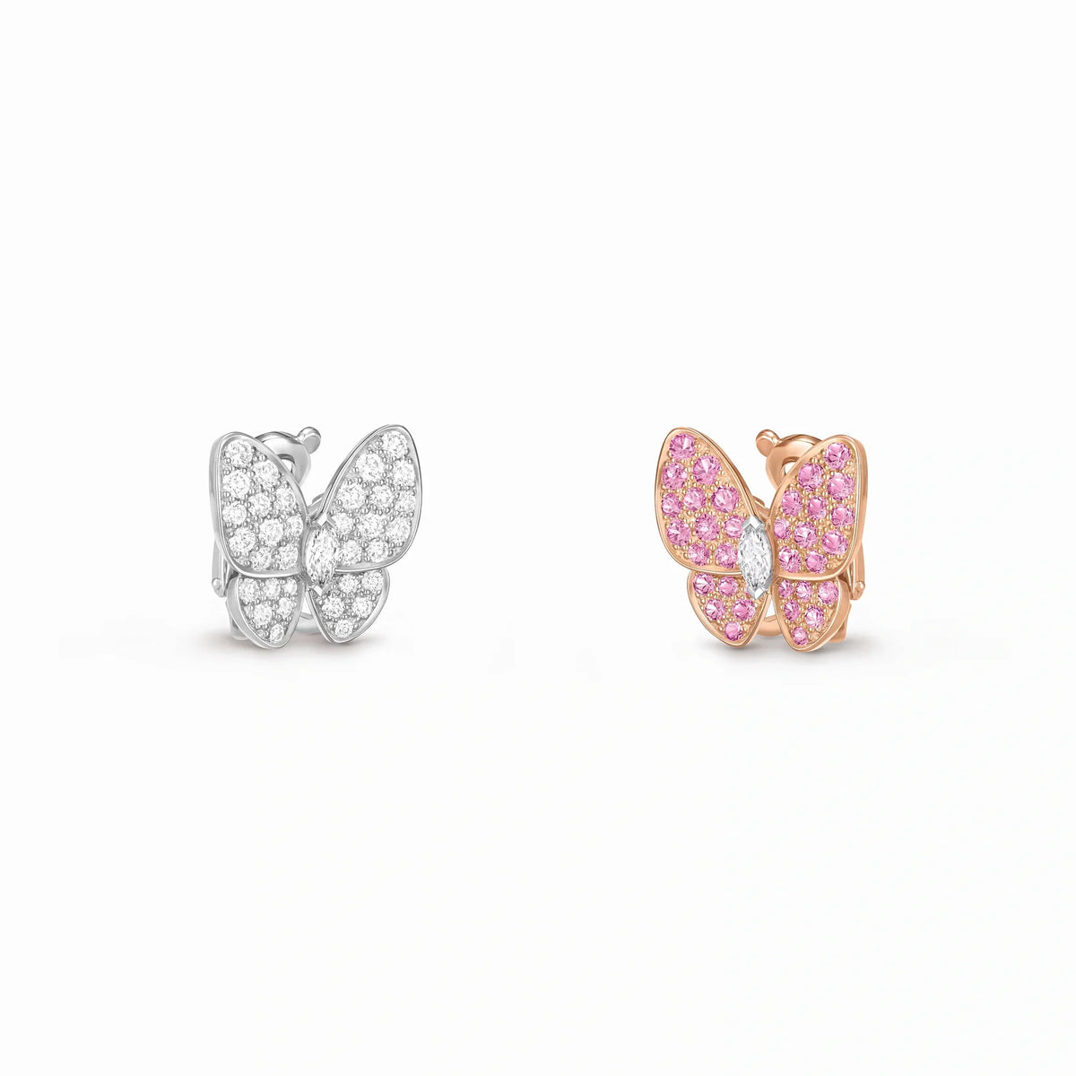 Two Butterfly Sparkling Butterfly Earrings