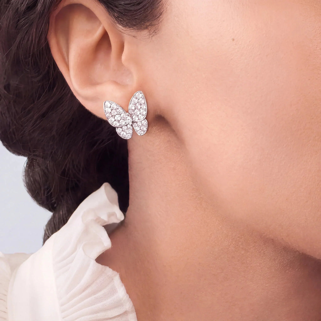 Two Butterfly Sparkling Butterfly Earrings