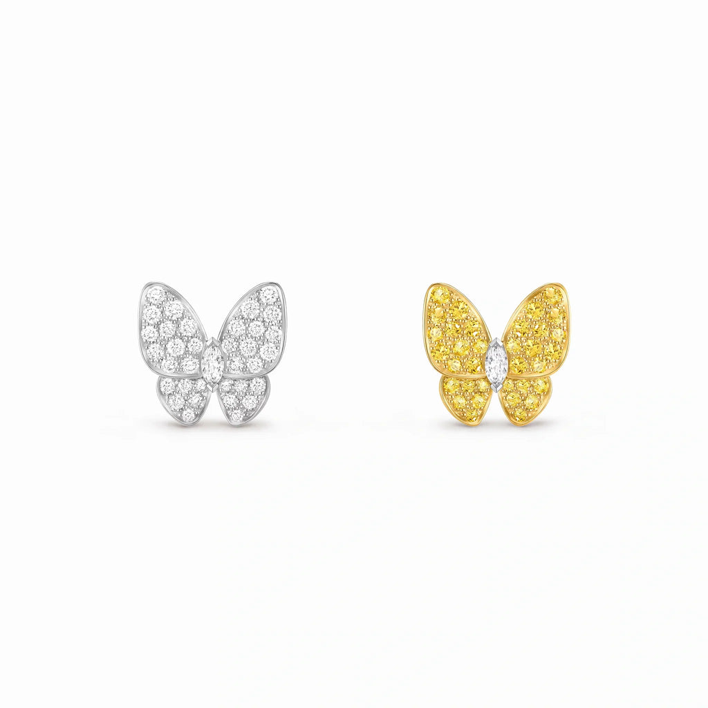 Two Butterfly Sparkling Butterfly Earrings