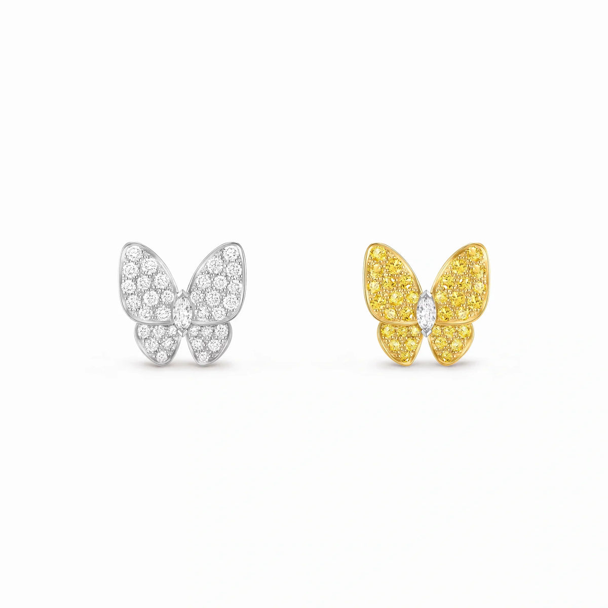 Two Butterfly Sparkling Butterfly Earrings