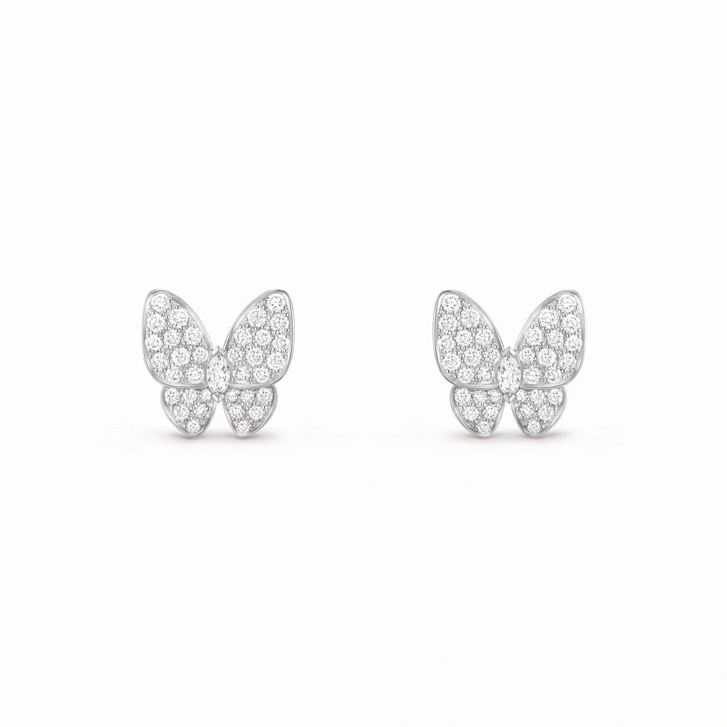 Two Butterfly Sparkling Butterfly Earrings