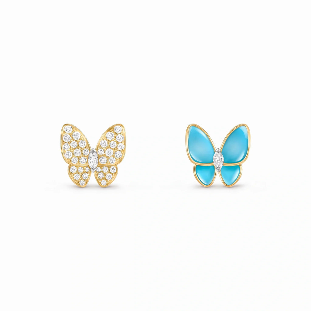 Two Butterfly Turquoise Wing Earrings