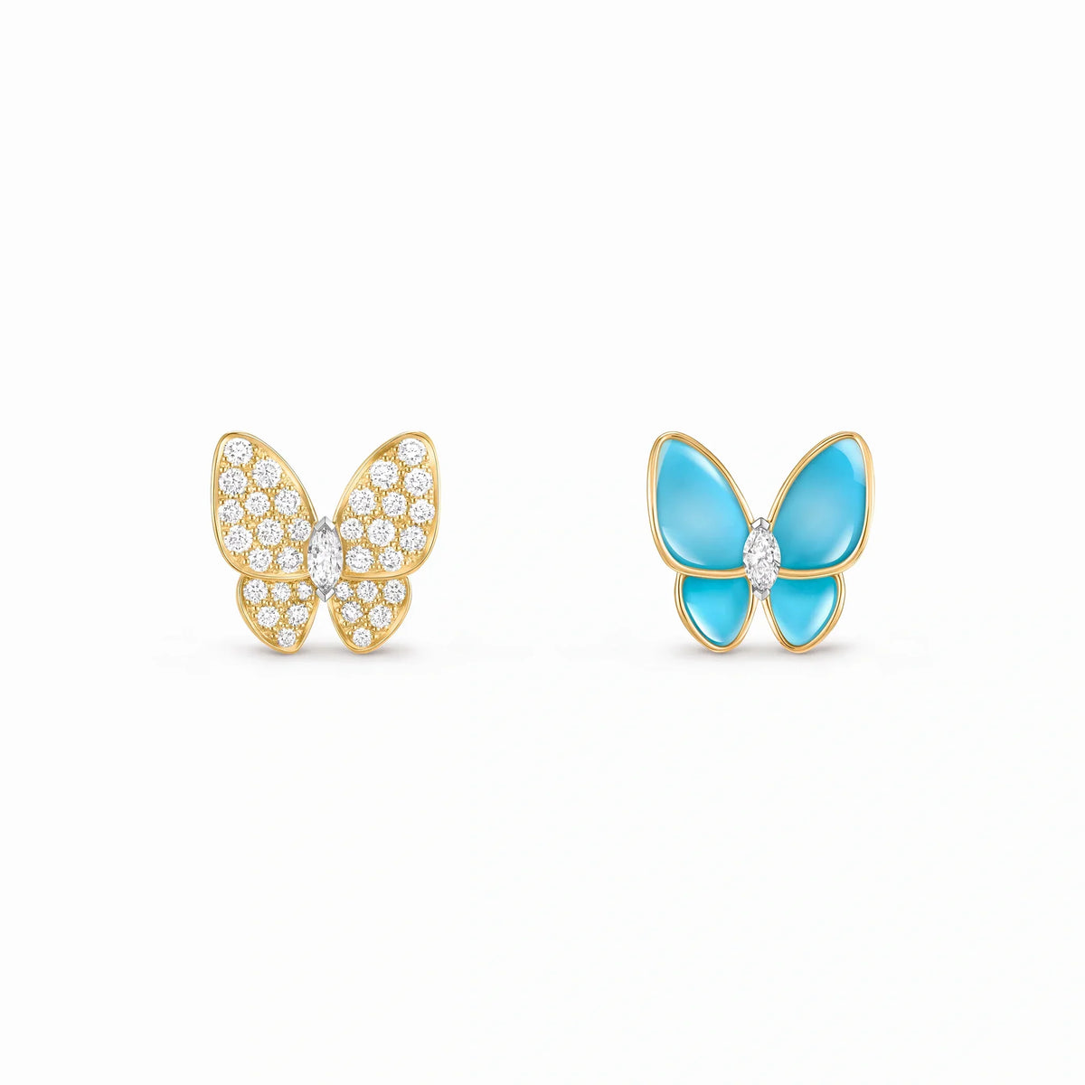 Two Butterfly Turquoise Wing Earrings