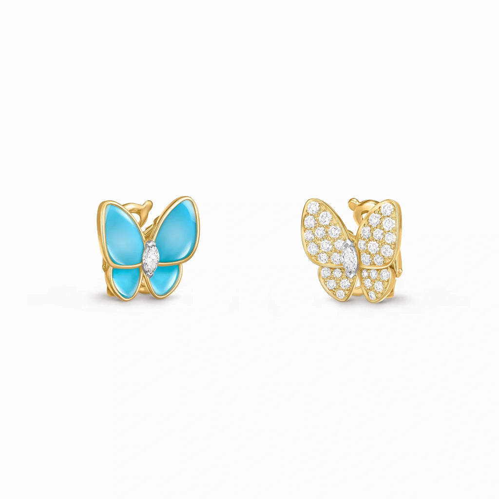 Two Butterfly Turquoise Wing Earrings